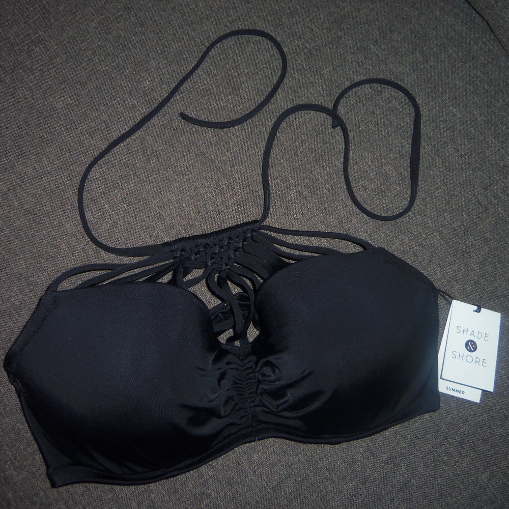 Lightly Lined Macrame High Neck Halter Bikini Top - Picture 1 of 3